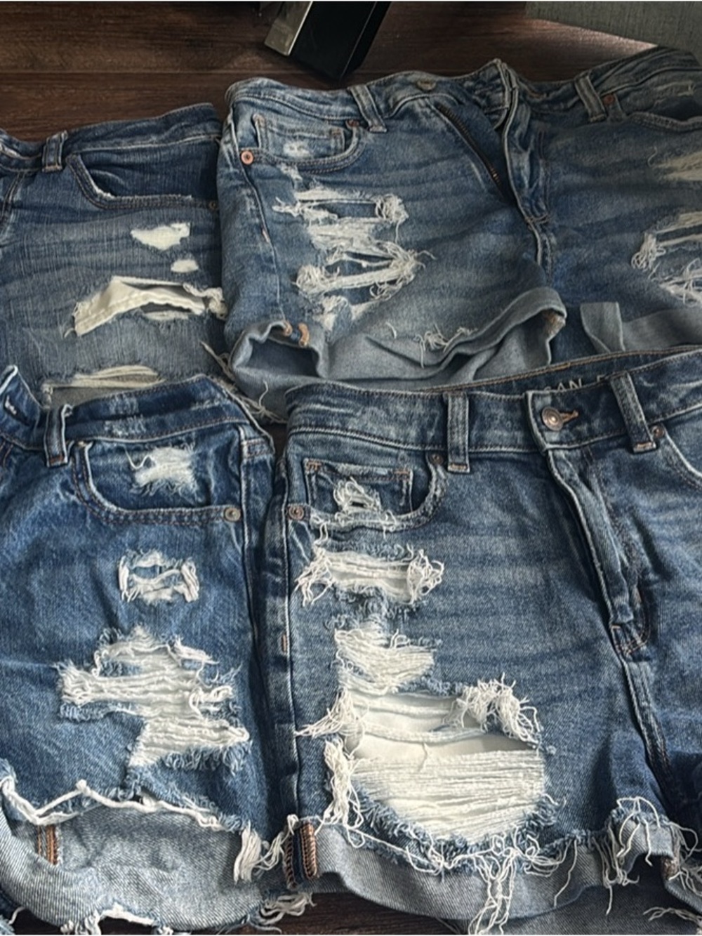 American Eagle Outfitters Distressed Light Blue Ripped Jean Shorts